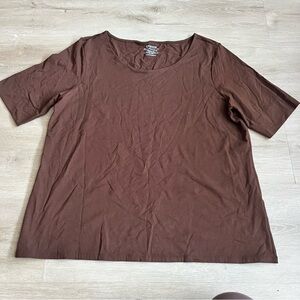 Chico’s The Ultimate Tee Brown Short Sleeve Top Sz 3 XL
